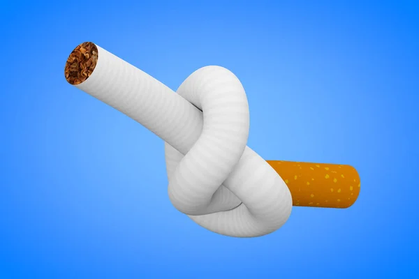 戒烟概念。香烟绑在结上。3d 渲染 — 图库照片