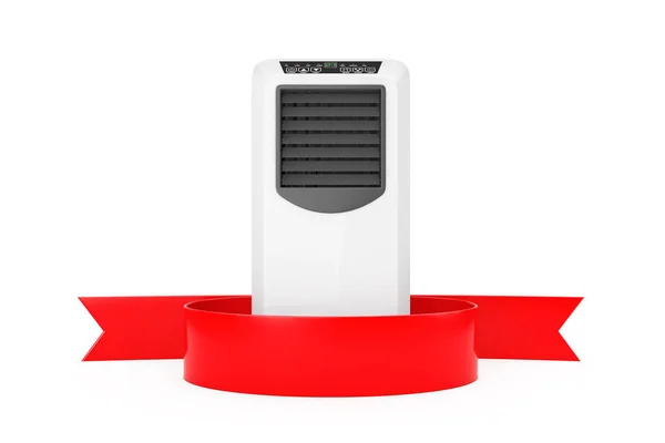Acondicionador de aire portátil con cinta roja en blanco para Y — Foto de Stock