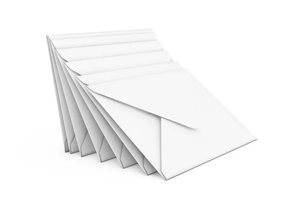 Пачка белых пустых конвертов. 3D-рендеринг — стоковое фото