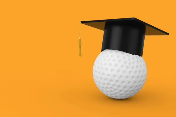 Berretto accademico di laurea sopra la palla da golf bianca. 3d Rendering — Foto Stock