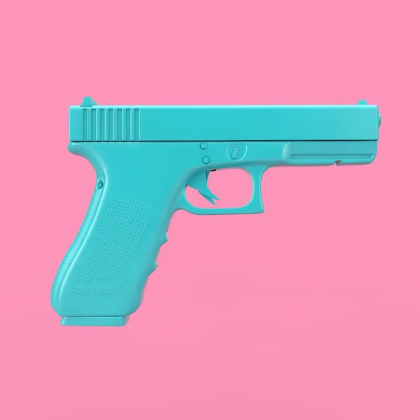 Blauwe krachtige politie of militair pistool pistool. 3D-rendering — Stockfoto