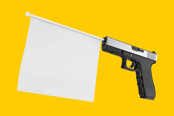 Vit Tomma Flagga för din design kommer ut från Modern Gun. 3d — Stockfoto