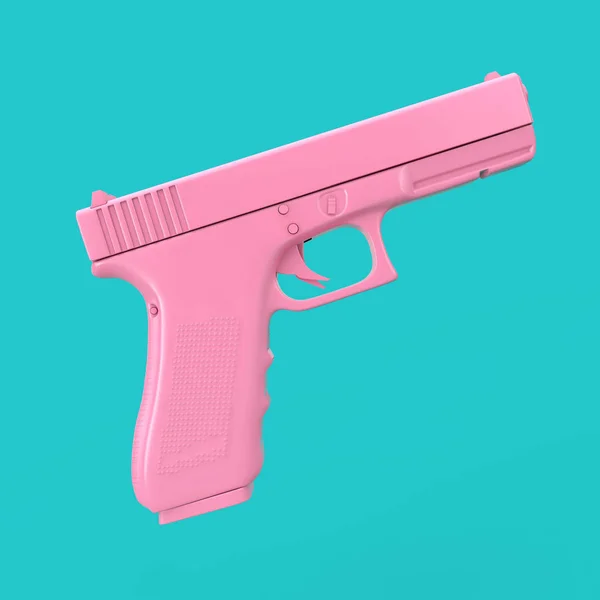 Рожевий потужний поліцейський або військовий пістолет. 3D рендерингу — стокове фото
