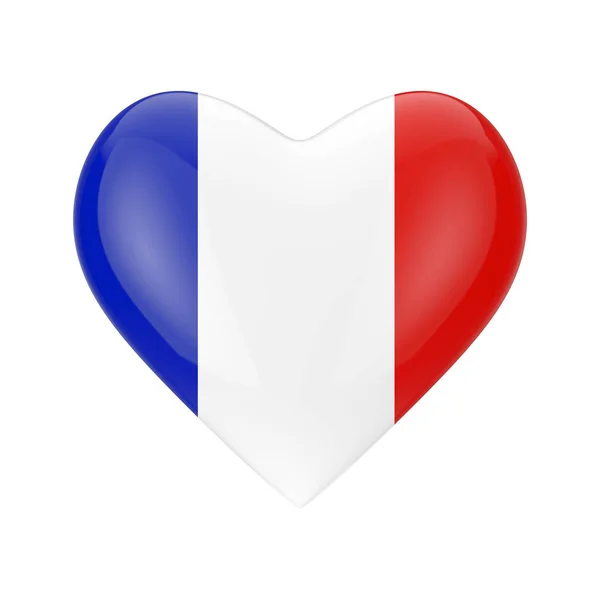 Love France Concept. France Flag in Shape of Heart. 3d Rendering — Stock Photo, Image