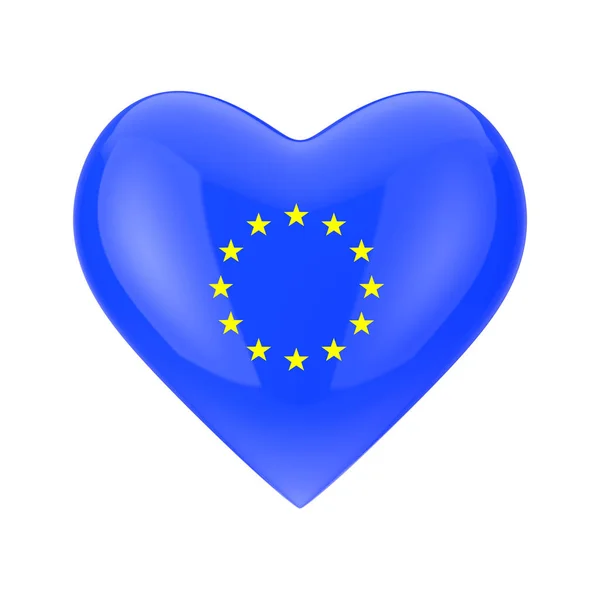 热爱欧盟理念。赫亚形状的欧盟旗帜 — 图库照片