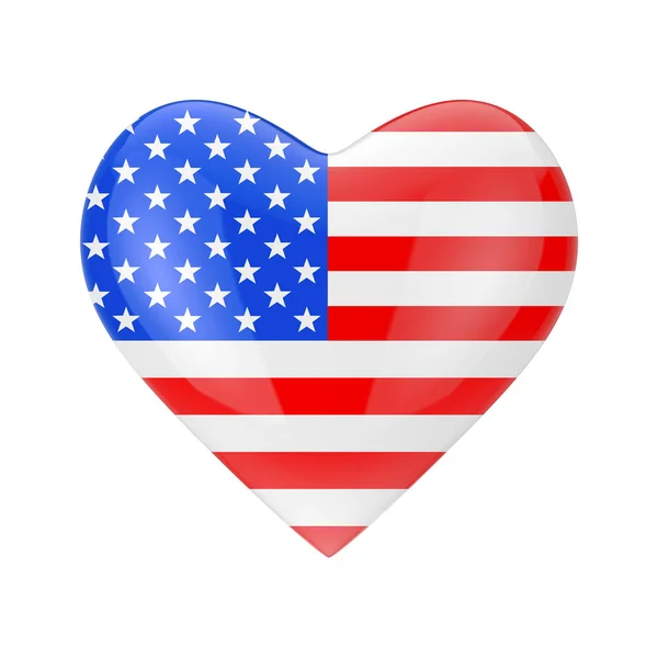 Love America concept. USA vlag in de vorm van hart. 3D-rendering — Stockfoto