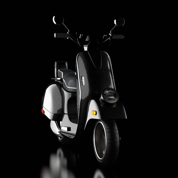 Siyah Klasik Vintage Retro veya Elektrikli Scooter. 3d Rendering — Stok fotoğraf