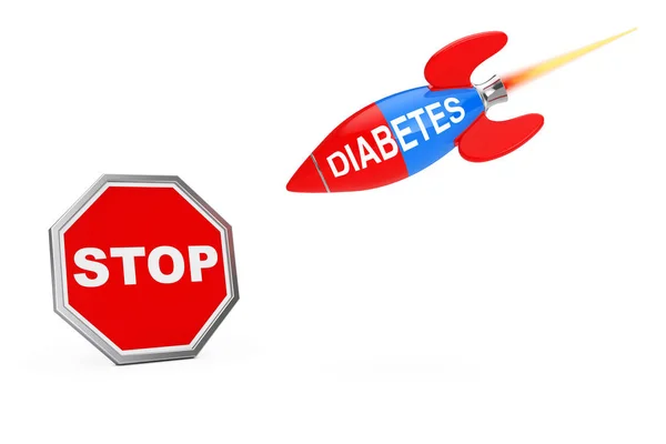 Stop diabetes concept. Stop bord schild met diabetes teken Rocke — Stockfoto