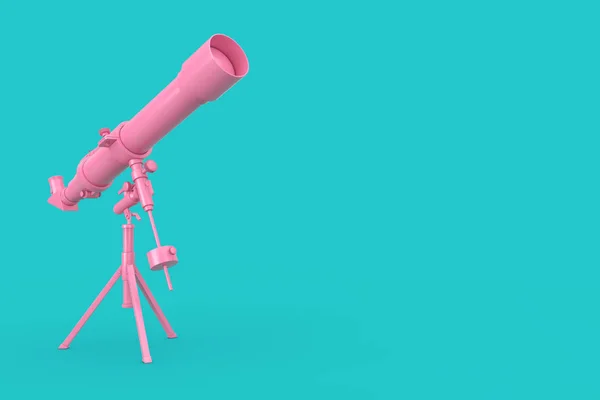 Růžový moderní mobilní dalekohled na trojnožce. prostorové vykreslování — Stock fotografie