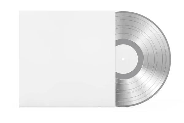 空き領域を備えたブランクペーパーケースのシルバーオールドビニールレコードディスク — ストック写真