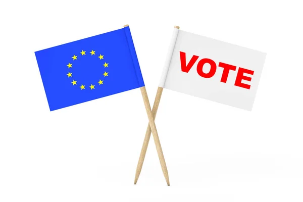 European Union Flag and White Flag with Vote Sign. 3d Rendering — Stock Photo, Image