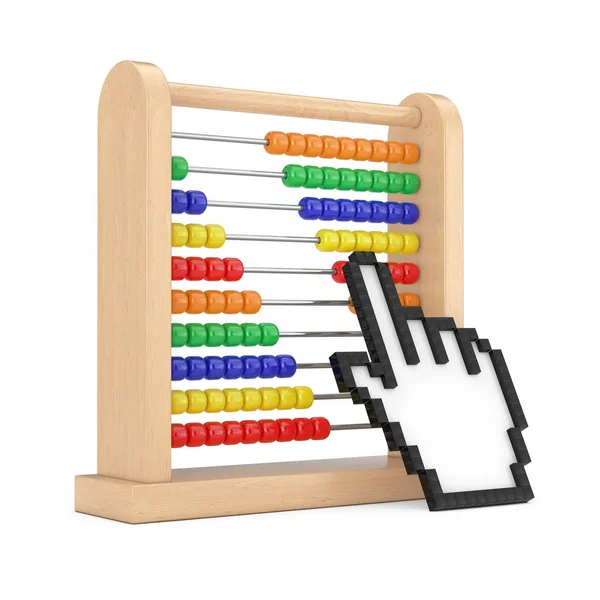 Wooden Children Abacus Toy for Learn Counting with Pixel Icon Ha — Stock Photo, Image