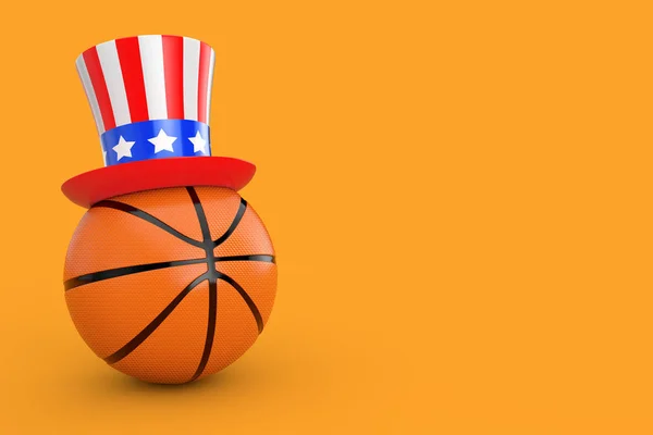 USA Basketball Concept. Balle de basket avec chapeau USA. 3d Renderi — Photo