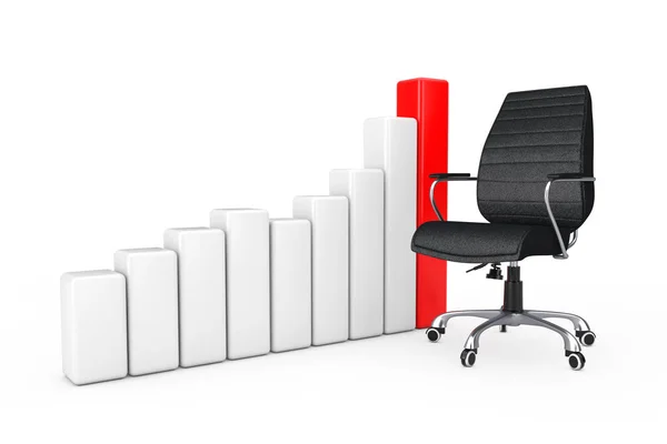 Black Leather Boss Office Chair near Business Success Growth Gra — Stock Photo, Image