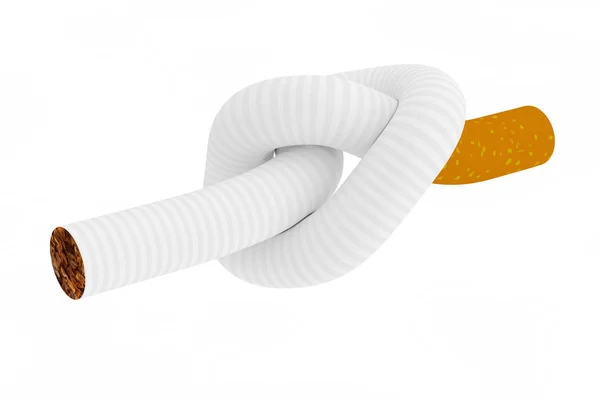 Stop Smoking Concept. Cigarette Tied to a Knot. 3d Rendering — Stock Photo, Image