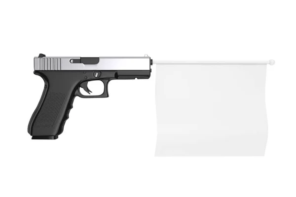 Vit Tomma Flagga för din design kommer ut från Modern Gun. 3d — Stockfoto