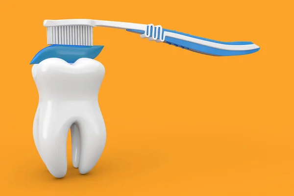 Dente bianco e spazzolino da denti in plastica con Blue Charcoal Toothpast — Foto Stock