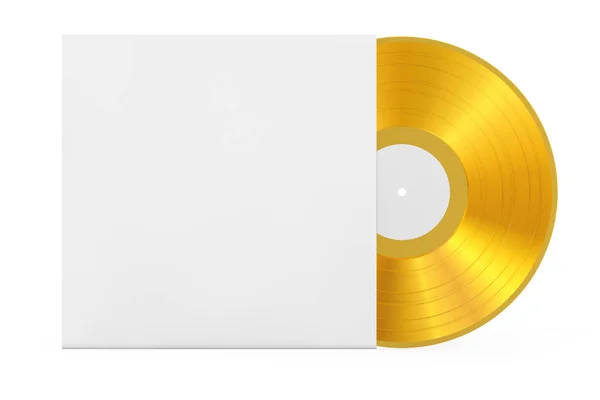 Golden Old Vinyl Record Disk in Blank Paper Case with Free Space — Stock Photo, Image