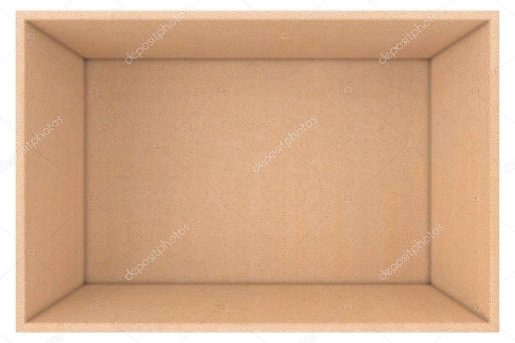 Big Opened Empty Cardboard Paper Box. 3d Rendering