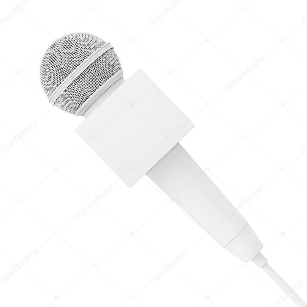 White Blank Modern Microphone in Clay Style. 3d Rendering