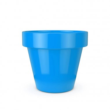 Boş Mavi Boyasız Plastik Saksı. 3d Rendering