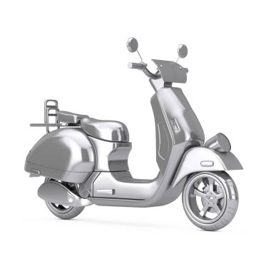 Gümüş Klasik Vintage Retro veya Elektrikli Scooter. 3d Rendering