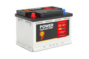 Rechargeable Car Battery 12V Accumulator with Abstract Label. 3d clipart