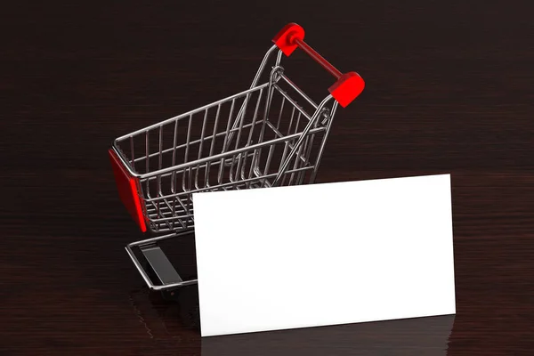 Tasarım Için Boş Kağıt ile Alışveriş Sepeti. 3d Rendering — Stok fotoğraf