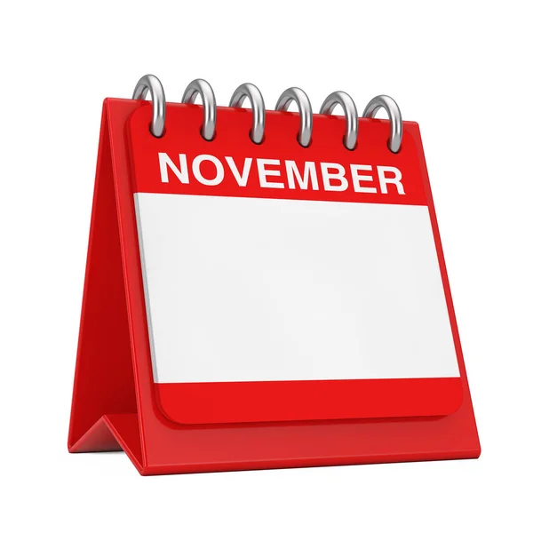 Röd ikon för Skrivbordskalender som visar en månads sida i november. 3D Rend — Stockfoto