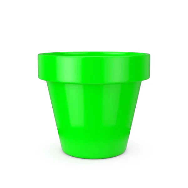 Leerer grüner, unbemalter Plastik-Blumentopf. 3D-Darstellung — Stockfoto