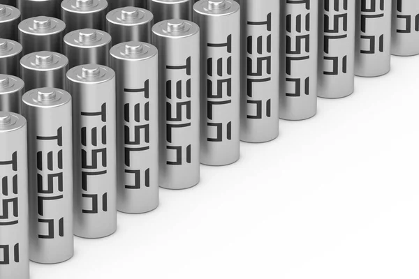 KIEV, UKRAINE - May, 17: Rows of Cylindrical Lithium-Ion Battery — Stock Photo, Image