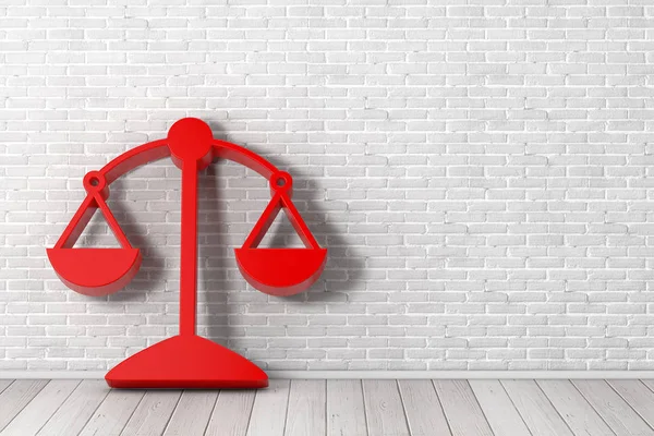 Red Law Scale Balance Icono Símbolo. Renderizado 3d — Foto de Stock