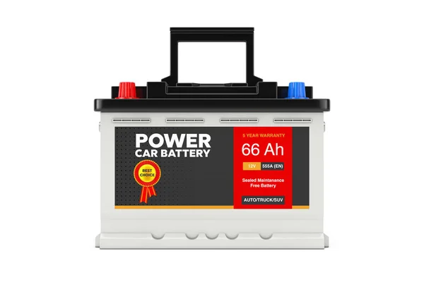 Akumulator samochodowy akumulator 12V akumulator z abstrakcyjne Label. 3d — Zdjęcie stockowe