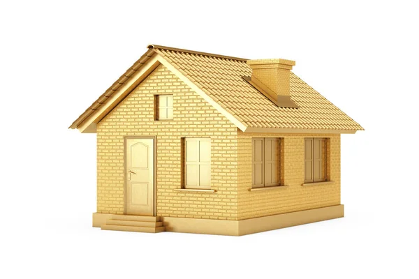 Immobilienkonzept. Goldenes Haus. 3D-Darstellung — Stockfoto