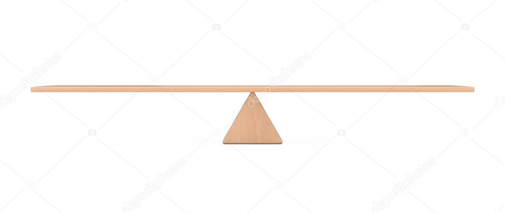Balance Concept. Wooden Board Plank Balancing on a Wooden Triang