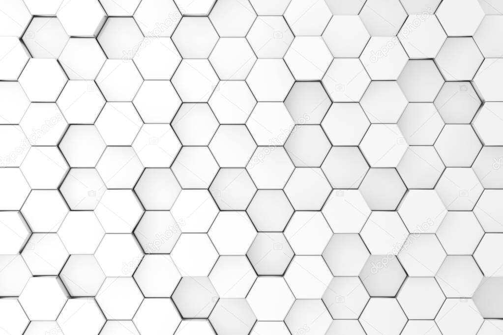 White Abstract Honeycomb Hexagone Background Texture. 3d Renderi