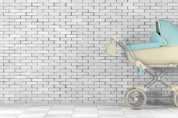 Современная синяя коляска для младенцев. 3D-рендеринг — стоковое фото