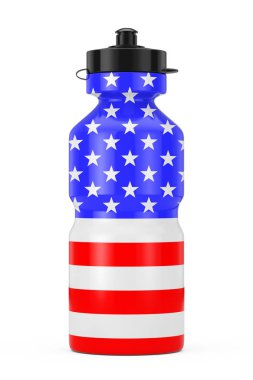 ABD bayrağı ile spor plastik Içme suyu şişesi. 3B Işleme
