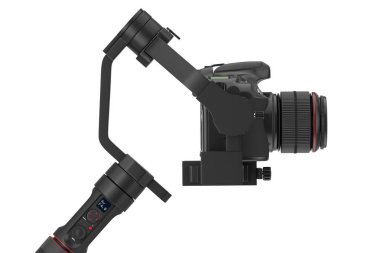 DSLR veya video kamera gimbal stabilizasyon tripod sistemi. 3D rend