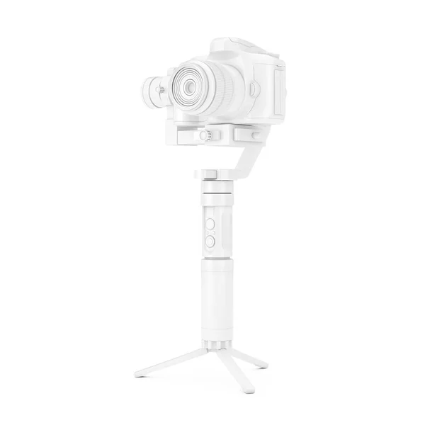 White DSLR or Video Camera Gimbal Stabilization Tripod System in — Stock Photo, Image