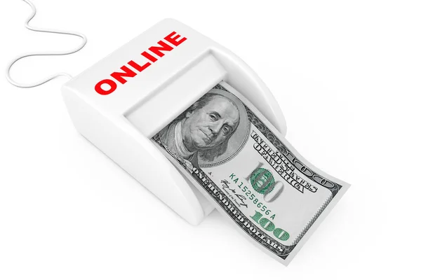 Maak geld online concept. Geld maker online machine met Dolla — Stockfoto