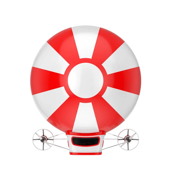 Red and White Toy Cartoon Airship Dirigible Balloon (em inglês). Renderin 3d — Fotografia de Stock