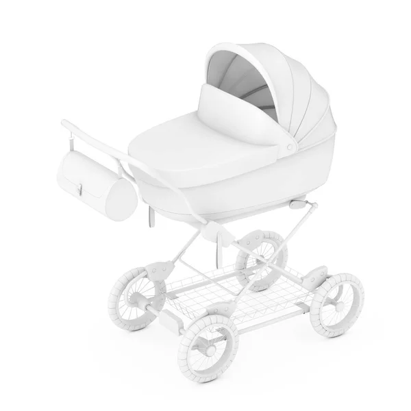 Moderne baby vervoer, wandelwagen, Pram mock up in Clay stijl. 3D R — Stockfoto