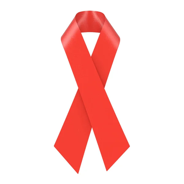 Κόκκινο σύμβολο ευαισθητοποίησης του καρκίνου του μαστού Κορδέλα. Απόδοση 3D — Φωτογραφία Αρχείου