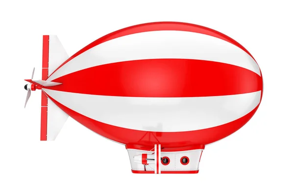 Red and White Toy Cartoon Airship Dirigible Balloon. 3d Renderin — Stock Photo, Image