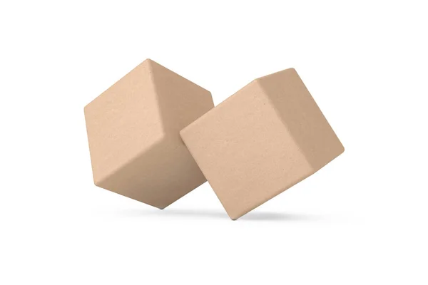 Deux cubes en carton en équilibre Concept. Rendu 3d — Photo