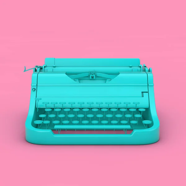 Stary Vintage retro Blue Typewriter w stylu Duotone. Renderowanie 3D — Zdjęcie stockowe