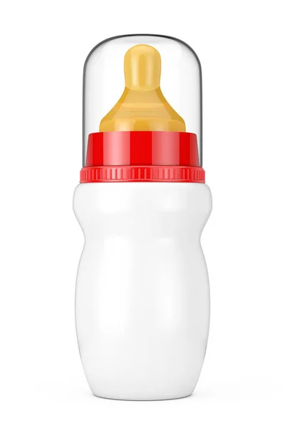 Leere leere Babymilchflasche mit Verschluss und Schnuller-Attrappe. 3d r — Stockfoto
