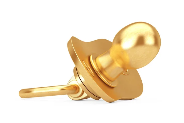 Golden Baby's Dummy Pacifier. 3d Rendering — Stock Photo, Image