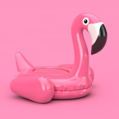Yaz Yüzme Havuzu Inflantable Kauçuk Pembe Flamingo Oyuncak. 3d Re